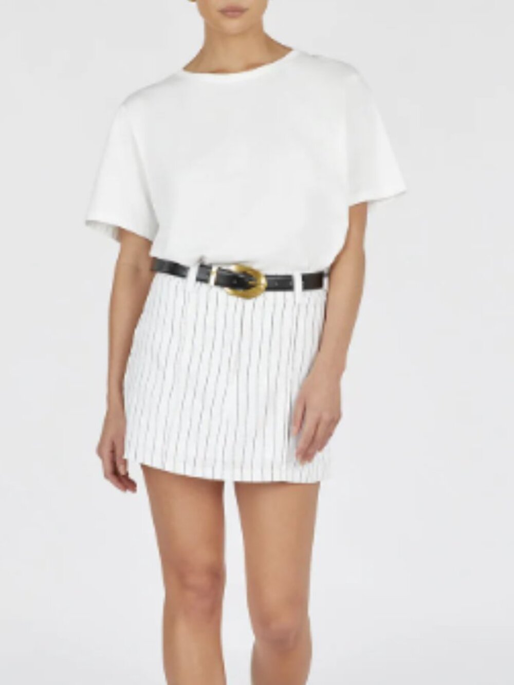 DISSH Marcel White Pinstripe Linen Skort